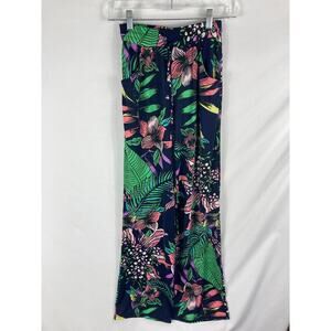 Sandiva Tropical Print Wide Leg Pull on Pants Size XS
